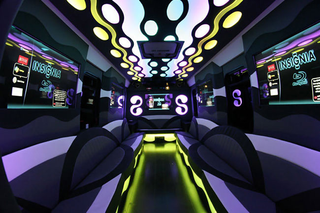 indy party bus leather seating